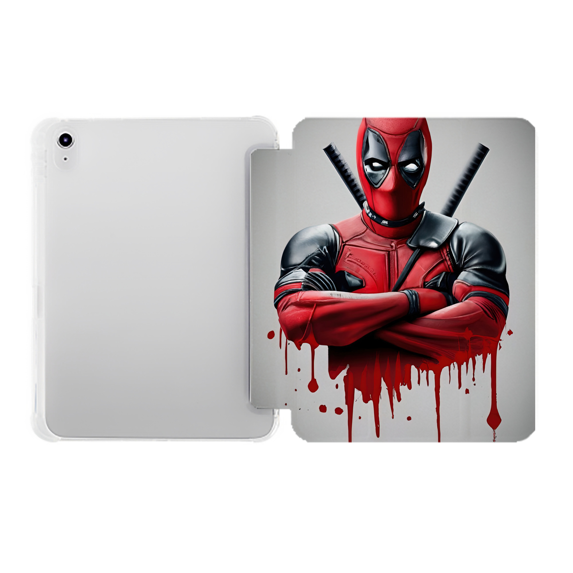 （画像用） Deadpool デッドプール IPad ケース ペン収納付き 三つ折りスタンド PUレザー×シリコン 対応機種9.5/10.5/10.9インチ